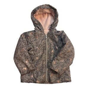 Penelope Mack Girls Hooded Jacket Gray Rose Gold Unicorn Print Lined Spring Coat